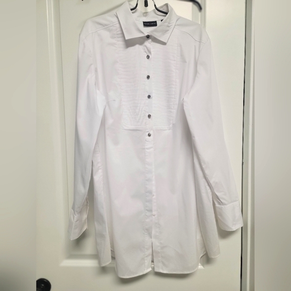 NWOT - New York & Company Tuxedo-Style Shirt with Faux Rhinestone Buttons - XL - Picture 3 of 9